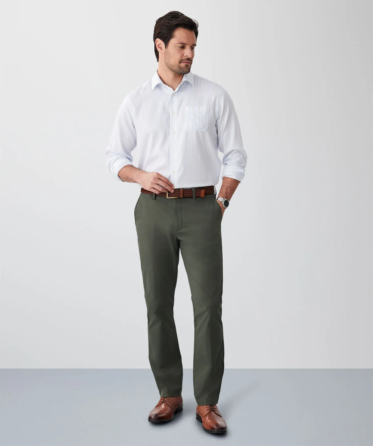 Non-Iron Dobby Stripe Long Sleeve Shirt - Sky Blue sold by GAZMAN product image thumbnail 4