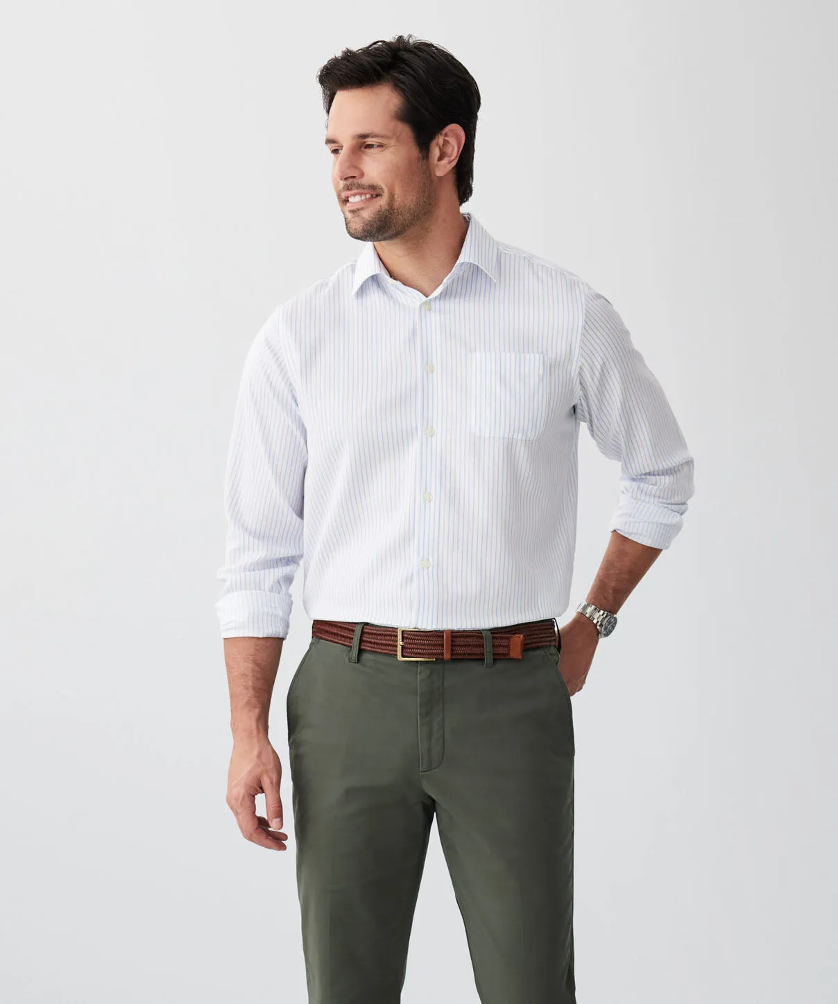 Non-Iron Dobby Stripe Long Sleeve Shirt - Sky Blue sold by GAZMAN product image thumbnail 3