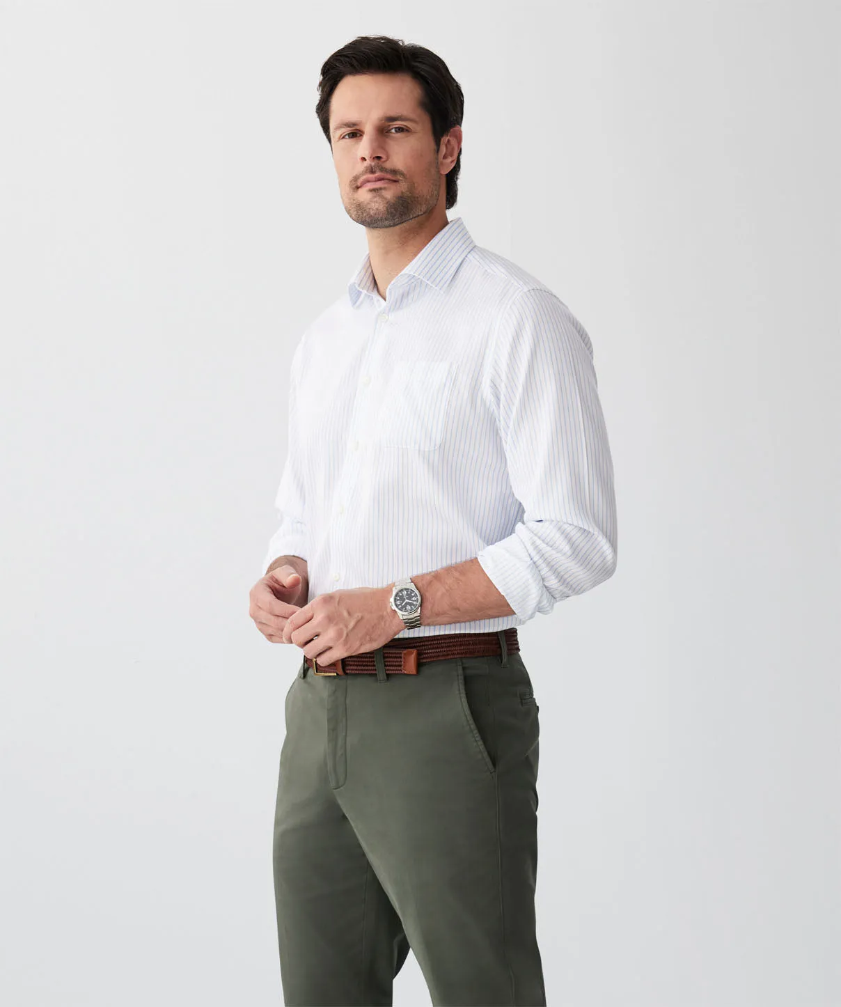 Non-Iron Dobby Stripe Long Sleeve Shirt - Sky Blue sold by GAZMAN product image thumbnail 5