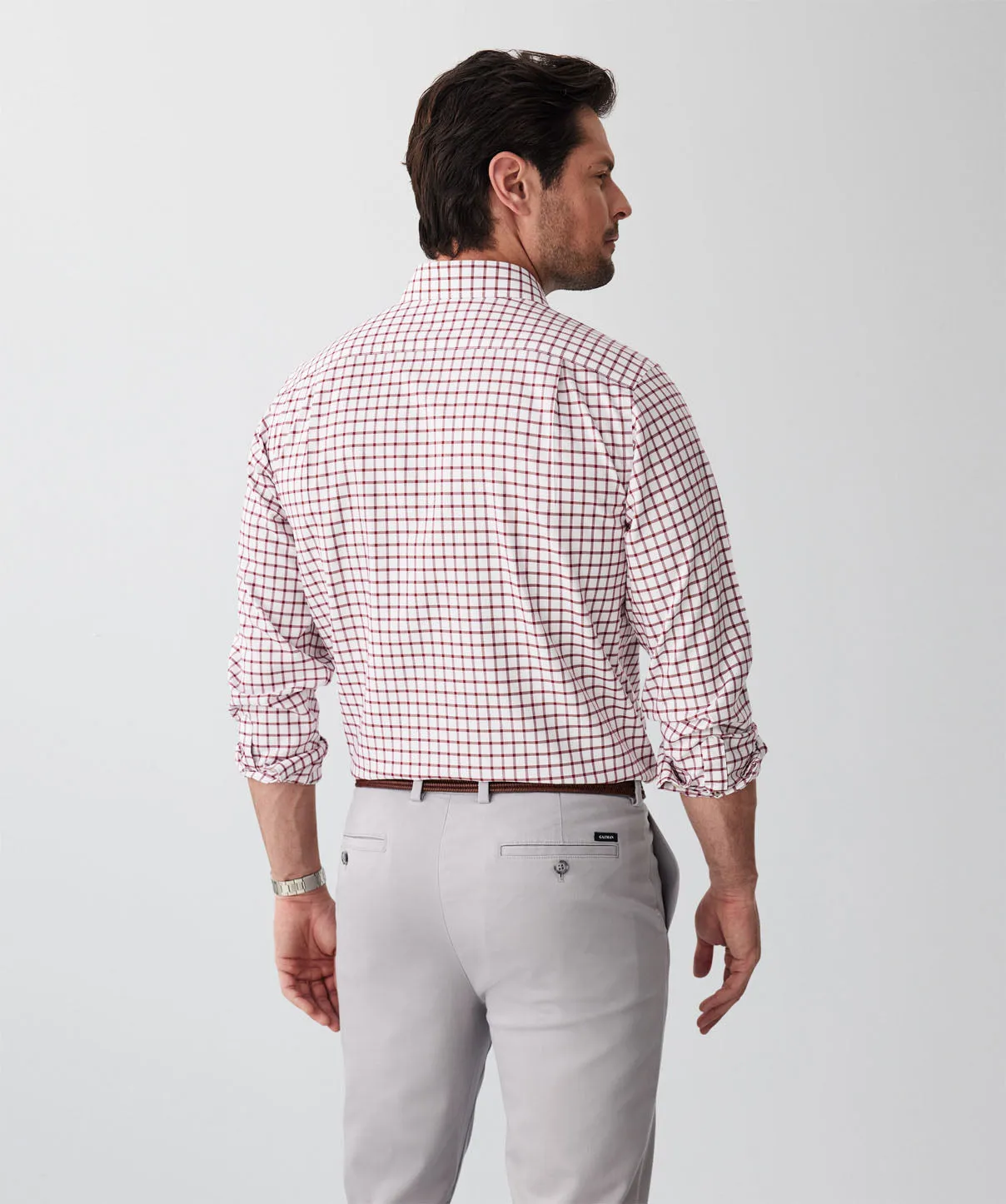 Non-Iron Twill Check Long Sleeve Shirt - Wine sold by GAZMAN product image thumbnail 2