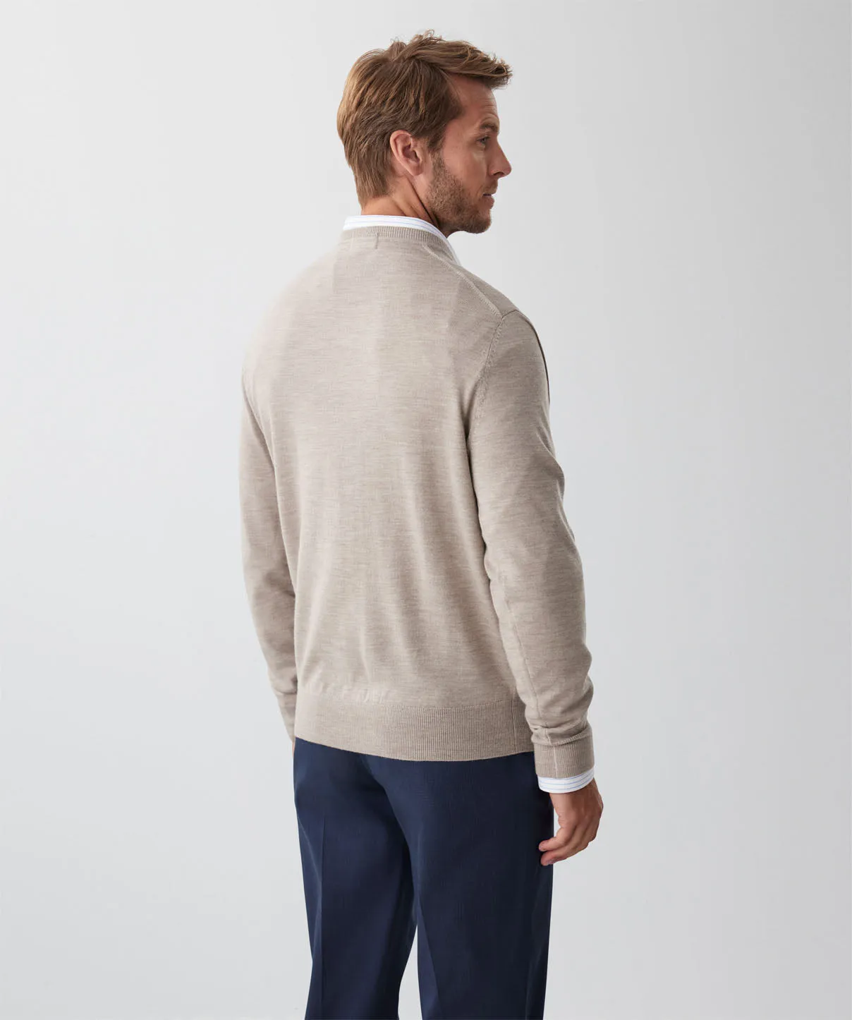 Merino V-Neck Knit - Taupe sold by GAZMAN product image thumbnail 2