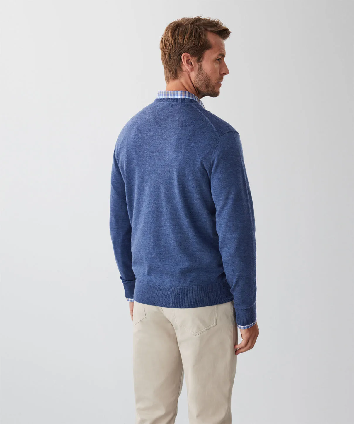 Merino V-Neck Knit - Denim sold by GAZMAN product image thumbnail 2
