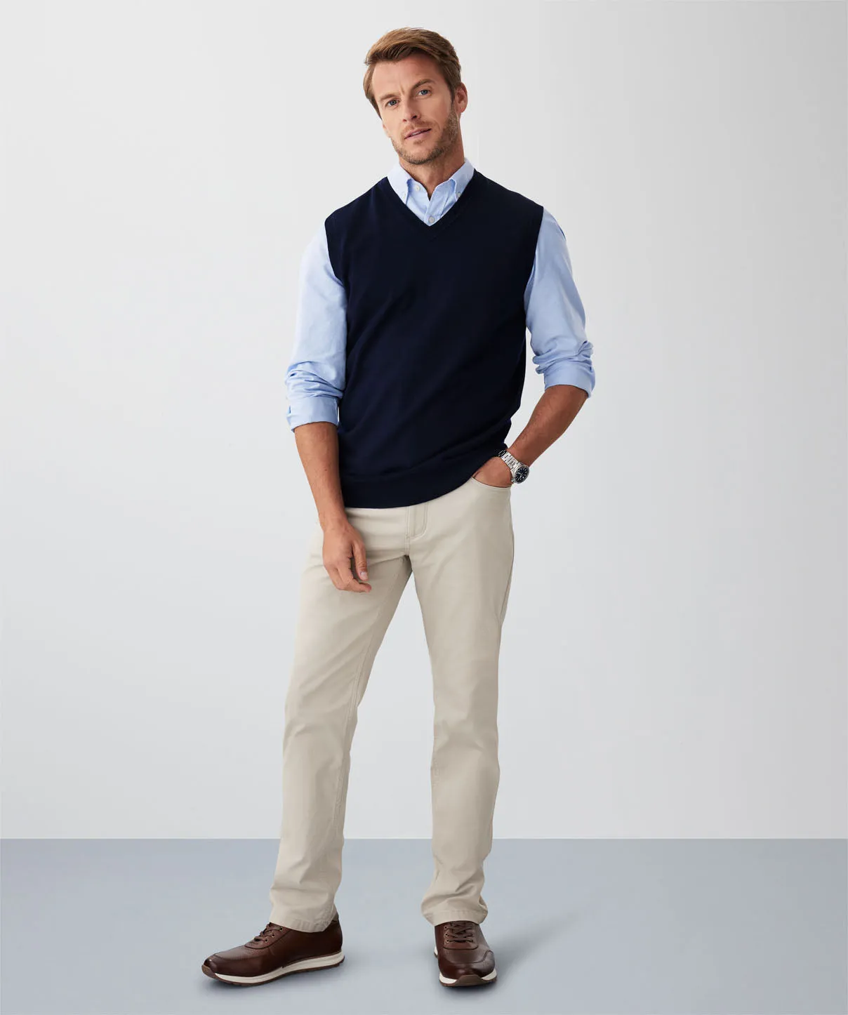 Merino V-Neck Vest - Navy sold by GAZMAN product image thumbnail 4