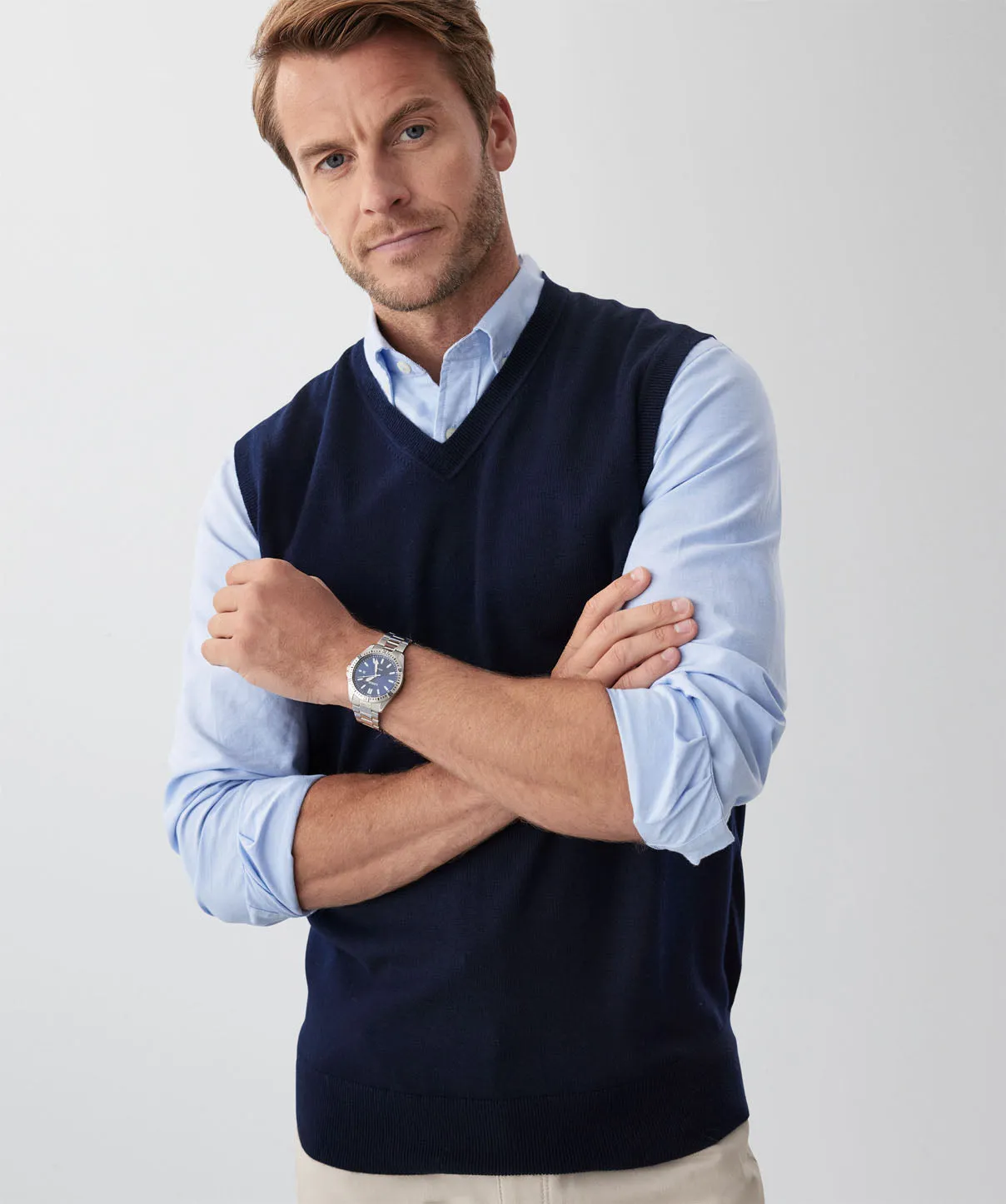 Merino V-Neck Vest - Navy sold by GAZMAN product image thumbnail 3