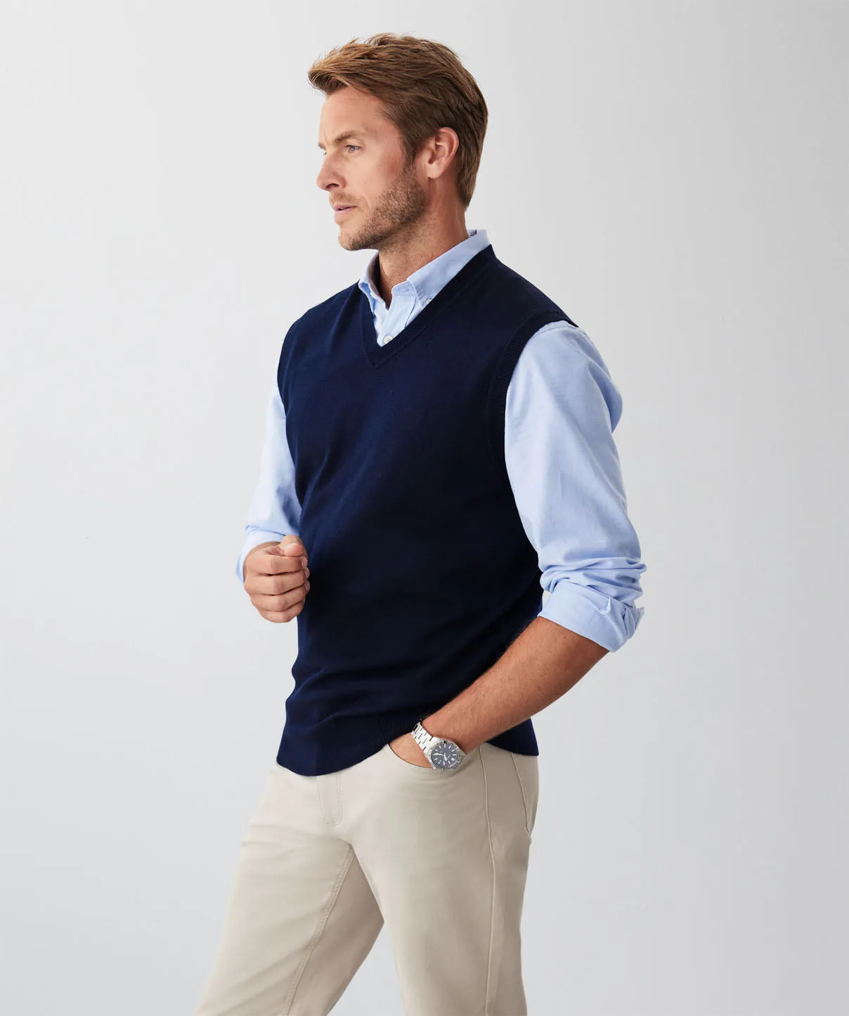 Merino V-Neck Vest - Navy sold by GAZMAN product image thumbnail 5