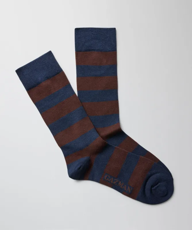 Non Tight Block Stripe Sock - Chocolate sold by GAZMAN