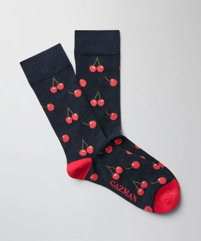 Non Tight Cherry Sock - Navy sold by GAZMAN