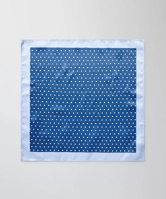Geo Print Pocket Square - Navy sold by GAZMAN