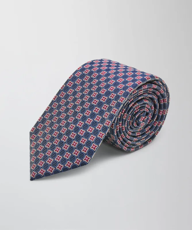 Silk Geo Tile Tie - Denim sold by GAZMAN