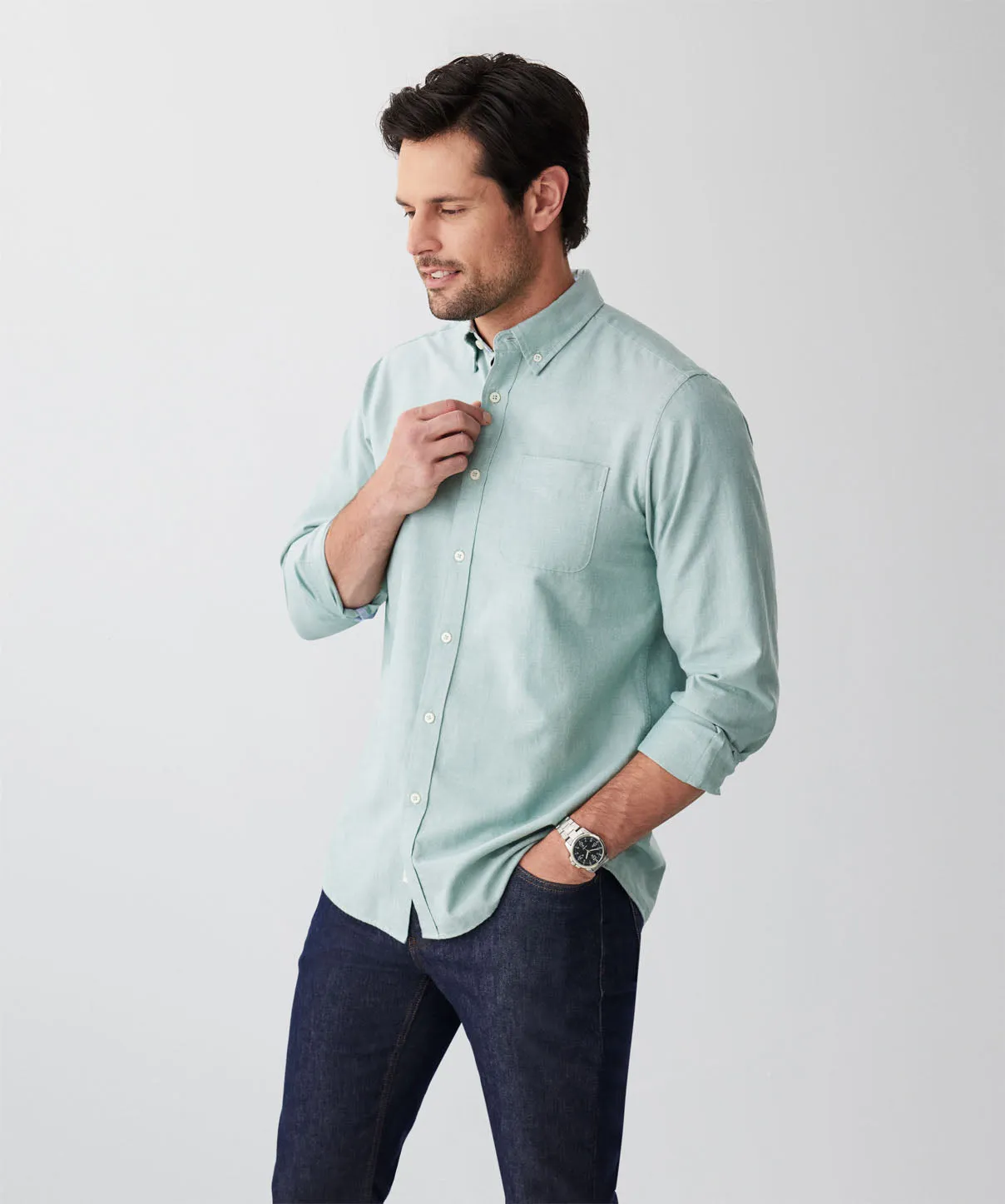 Casual Oxford Long Sleeve Shirt - Sage sold by GAZMAN product image thumbnail 5