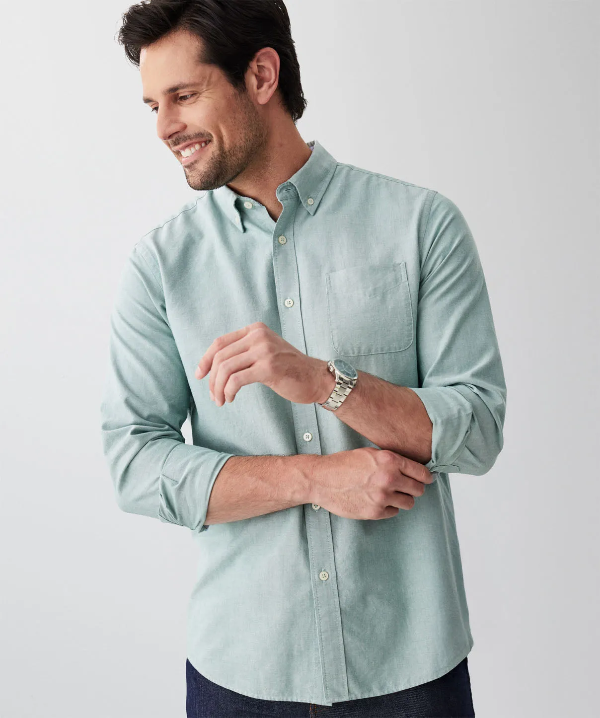 Casual Oxford Long Sleeve Shirt - Sage sold by GAZMAN product image thumbnail 3