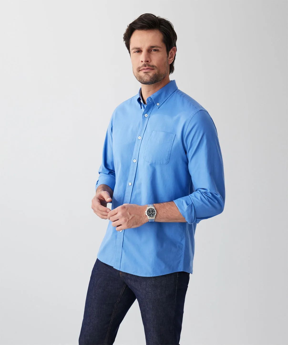 Casual Oxford Long Sleeve Shirt - Blue sold by GAZMAN product image thumbnail 5
