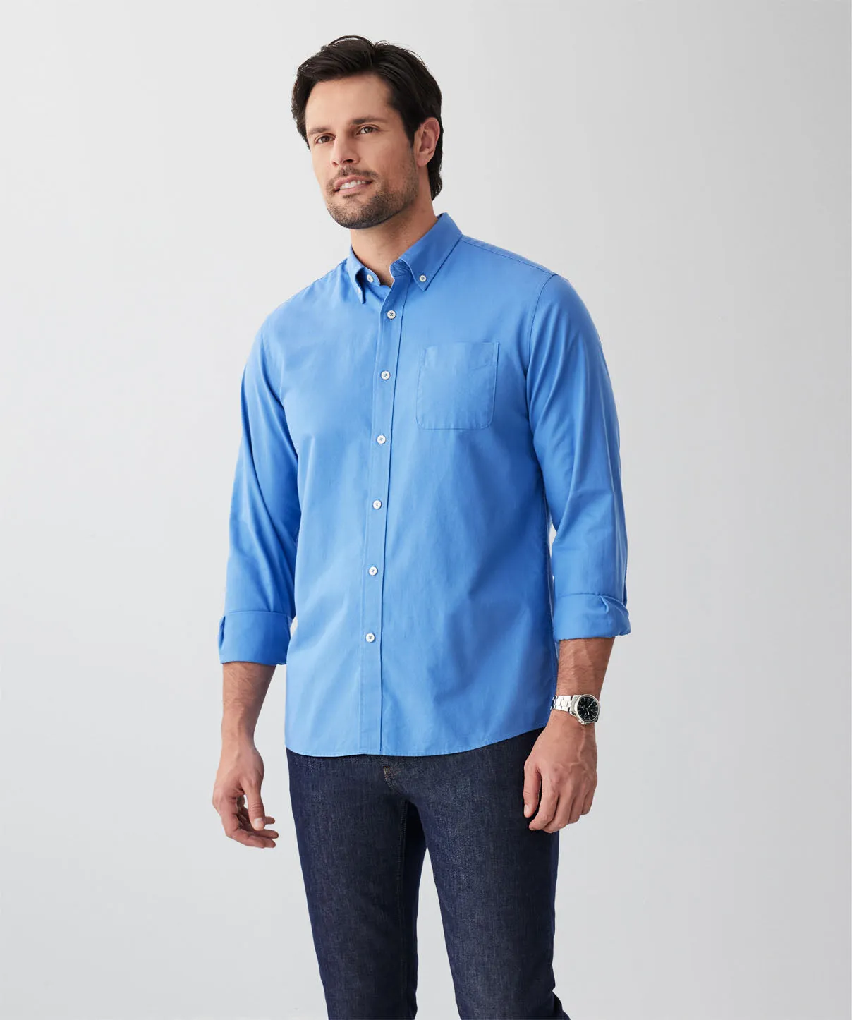 Casual Oxford Long Sleeve Shirt - Blue sold by GAZMAN