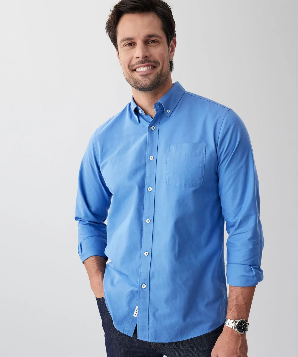 Casual Oxford Long Sleeve Shirt - Blue sold by GAZMAN product image thumbnail 3