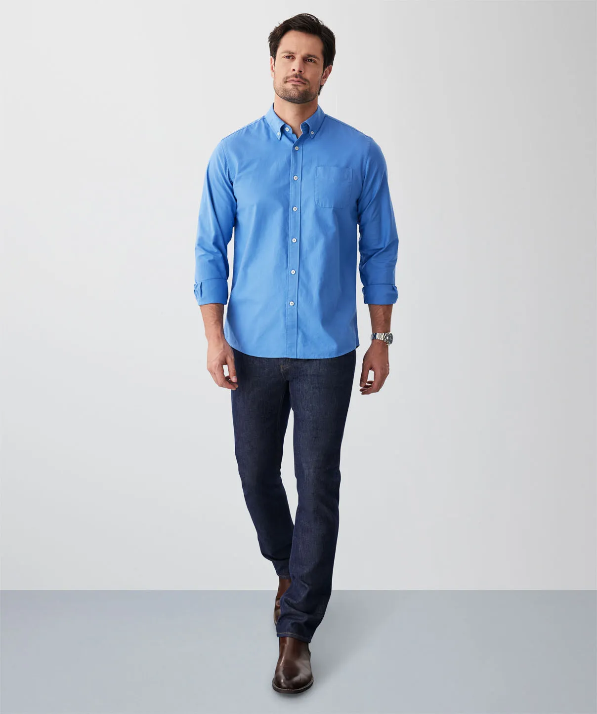 Casual Oxford Long Sleeve Shirt - Blue sold by GAZMAN product image thumbnail 4