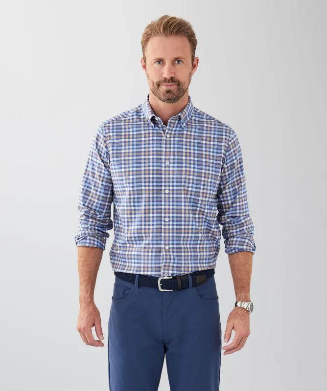 GAZFLEX Performance Twill Multi Check Long Sleeve Shirt - Dark Blue sold by GAZMAN
