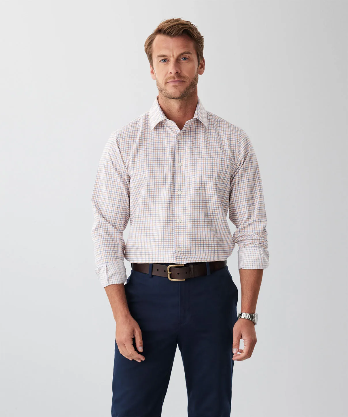 Tailored Non-Iron Multi Check Long Sleeve Shirt - Multi Check sold by GAZMAN