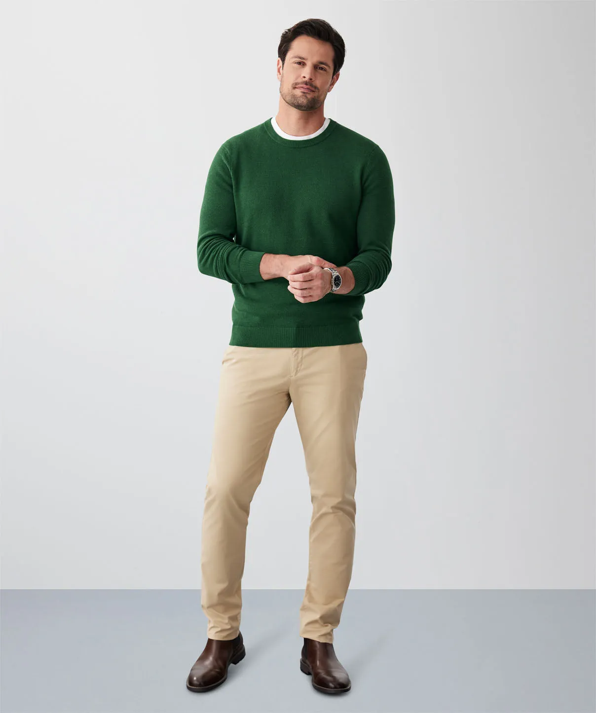 Cotton Textured Crew Knit - Green sold by GAZMAN product image thumbnail 4