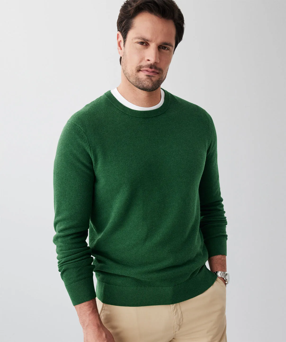 Cotton Textured Crew Knit - Green sold by GAZMAN product image thumbnail 3