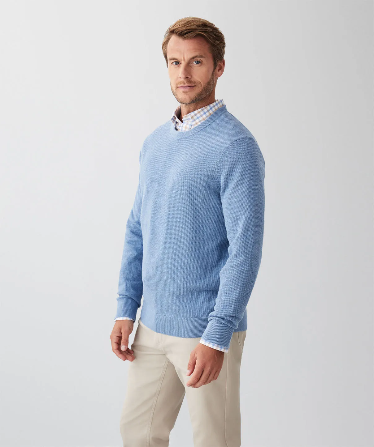 Cotton Textured Crew Knit - Blue sold by GAZMAN product image thumbnail 5