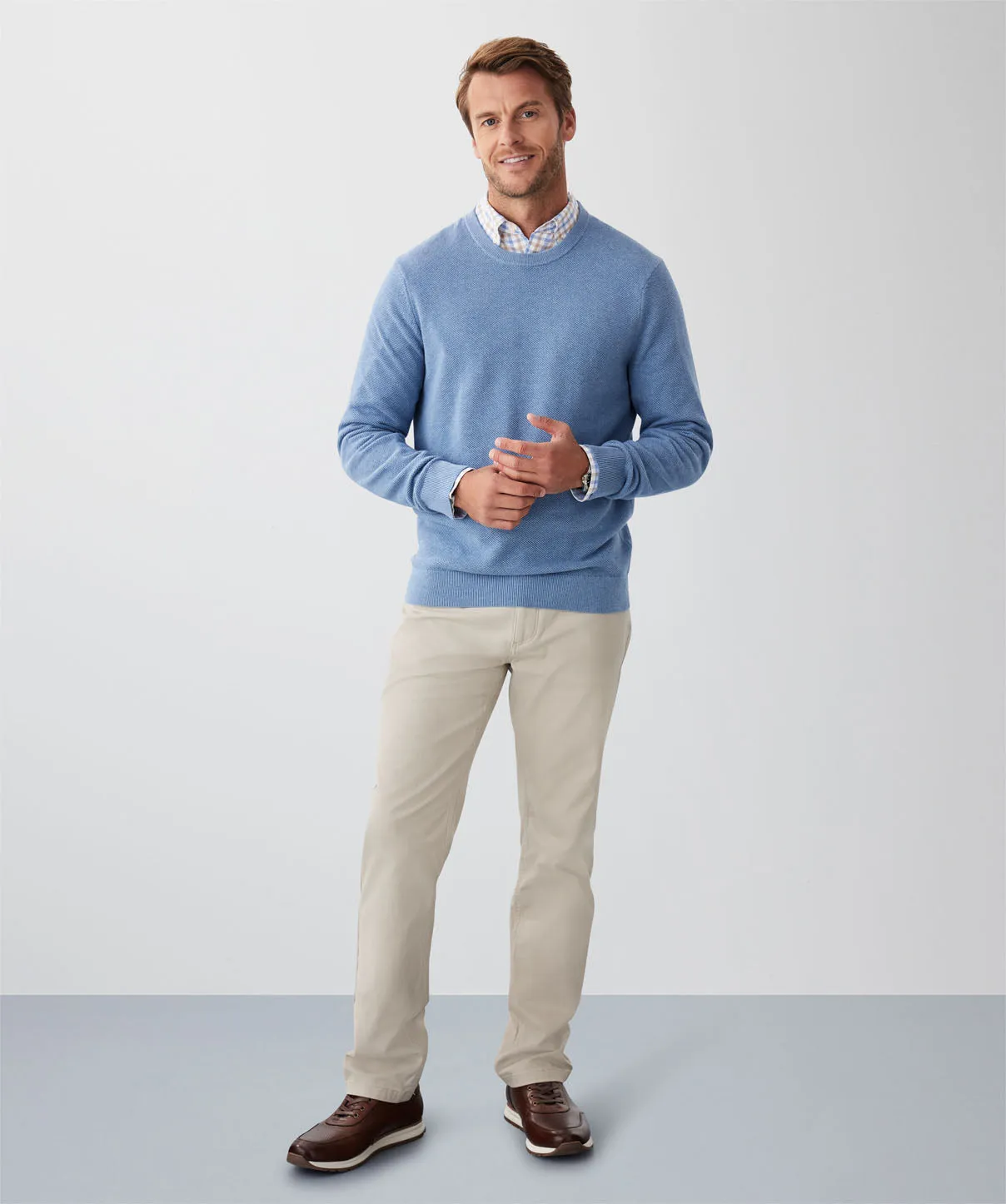 Cotton Textured Crew Knit - Blue sold by GAZMAN product image thumbnail 4