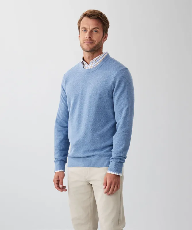 Cotton Textured Crew Knit - Blue sold by GAZMAN