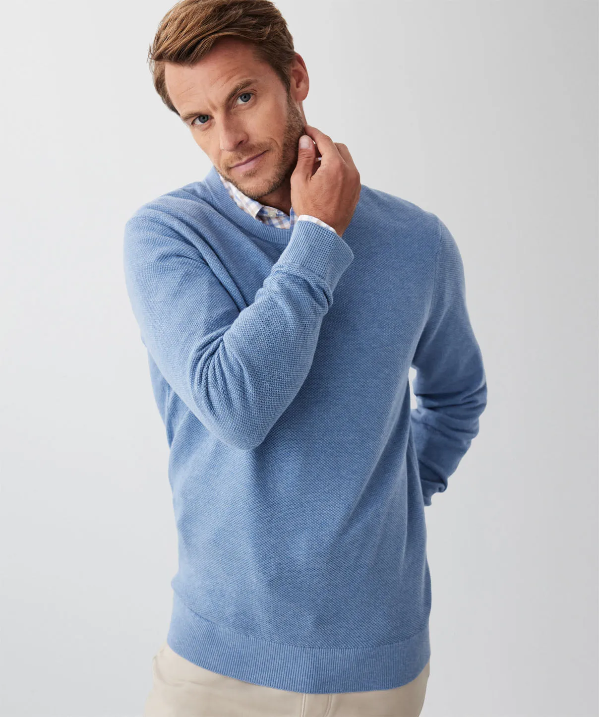Cotton Textured Crew Knit - Blue sold by GAZMAN product image thumbnail 3