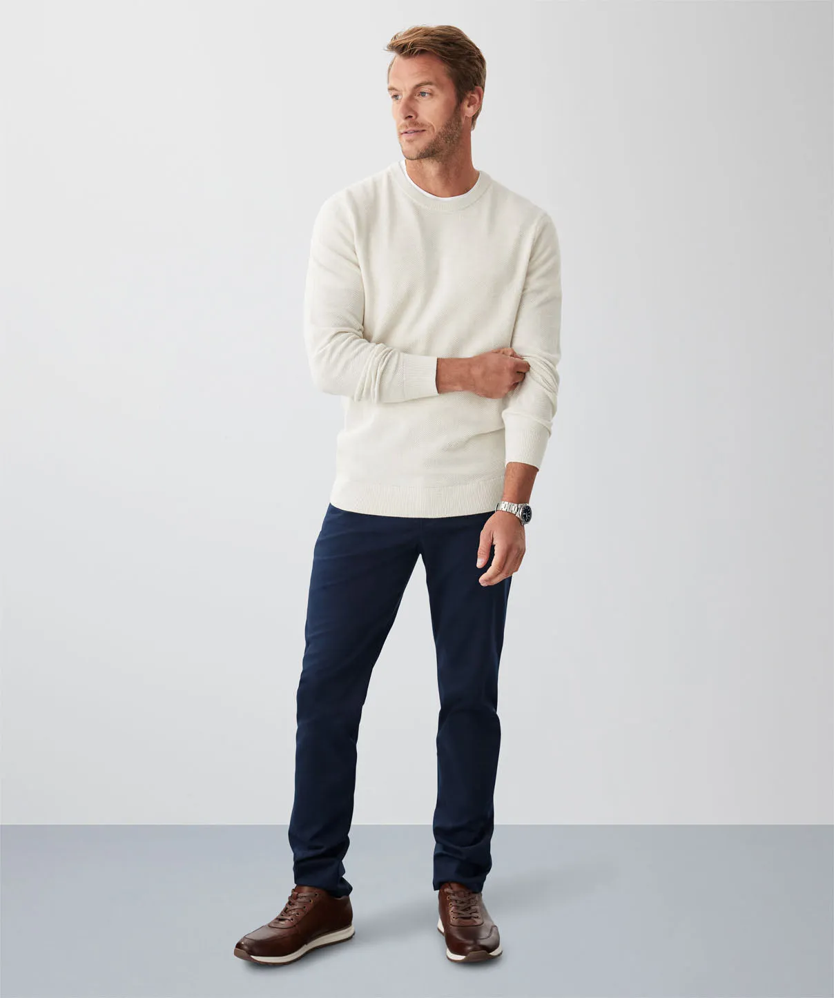 Cotton Textured Crew Knit - Oatmeal sold by GAZMAN product image thumbnail 4