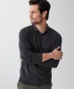 Long Sleeve Textured Knit Polo - Charcoal sold by GAZMAN
