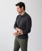 Long Sleeve Textured Knit Polo - Charcoal sold by GAZMAN