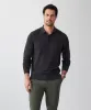 Long Sleeve Textured Knit Polo - Charcoal sold by GAZMAN