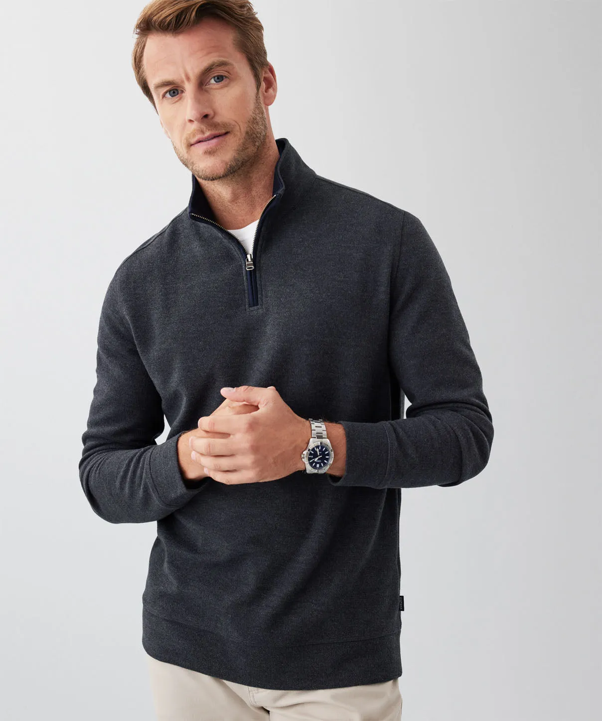 Half Zip French Rib Sweat - Charcoal sold by GAZMAN product image thumbnail 3