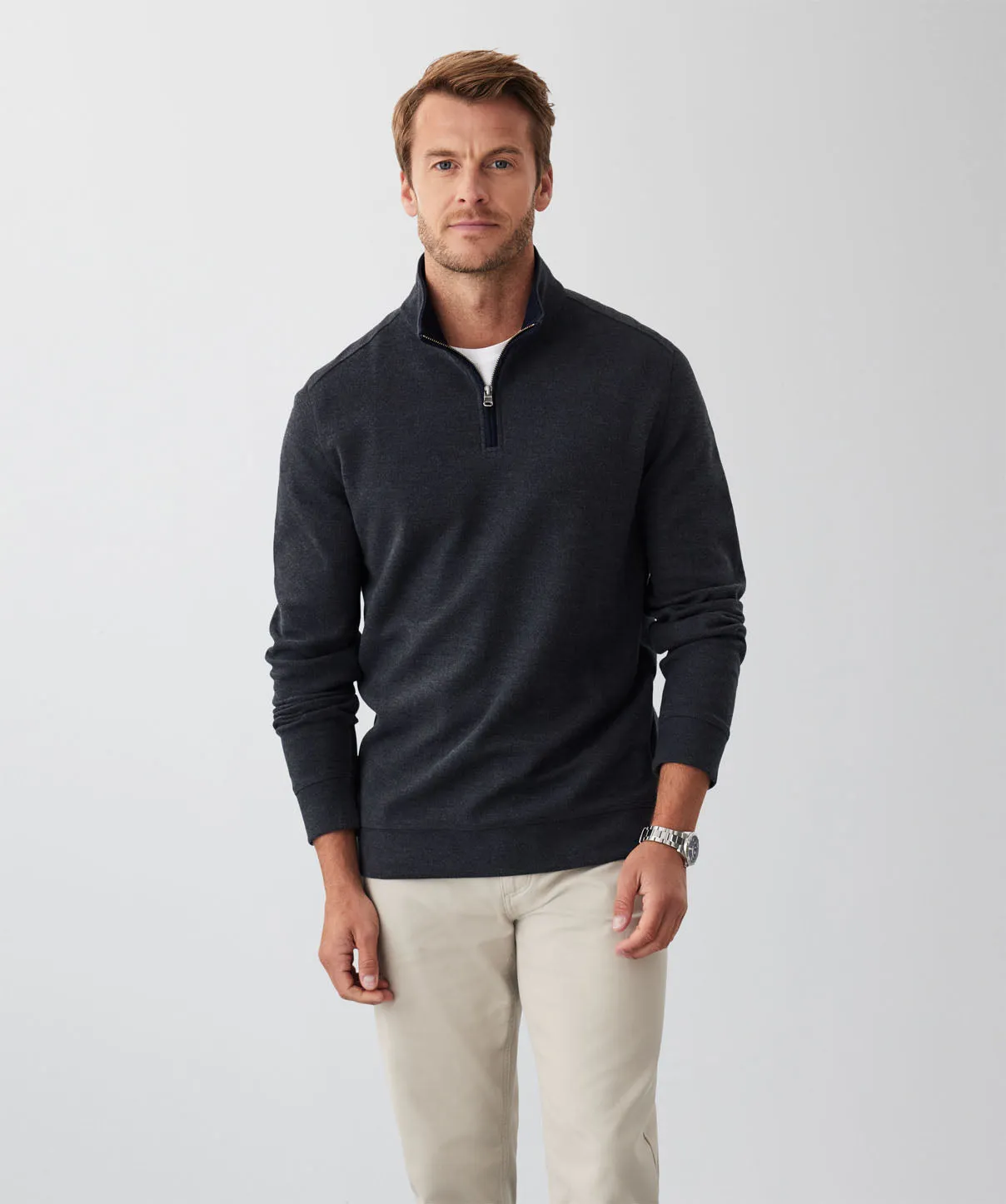 Half Zip French Rib Sweat - Charcoal sold by GAZMAN