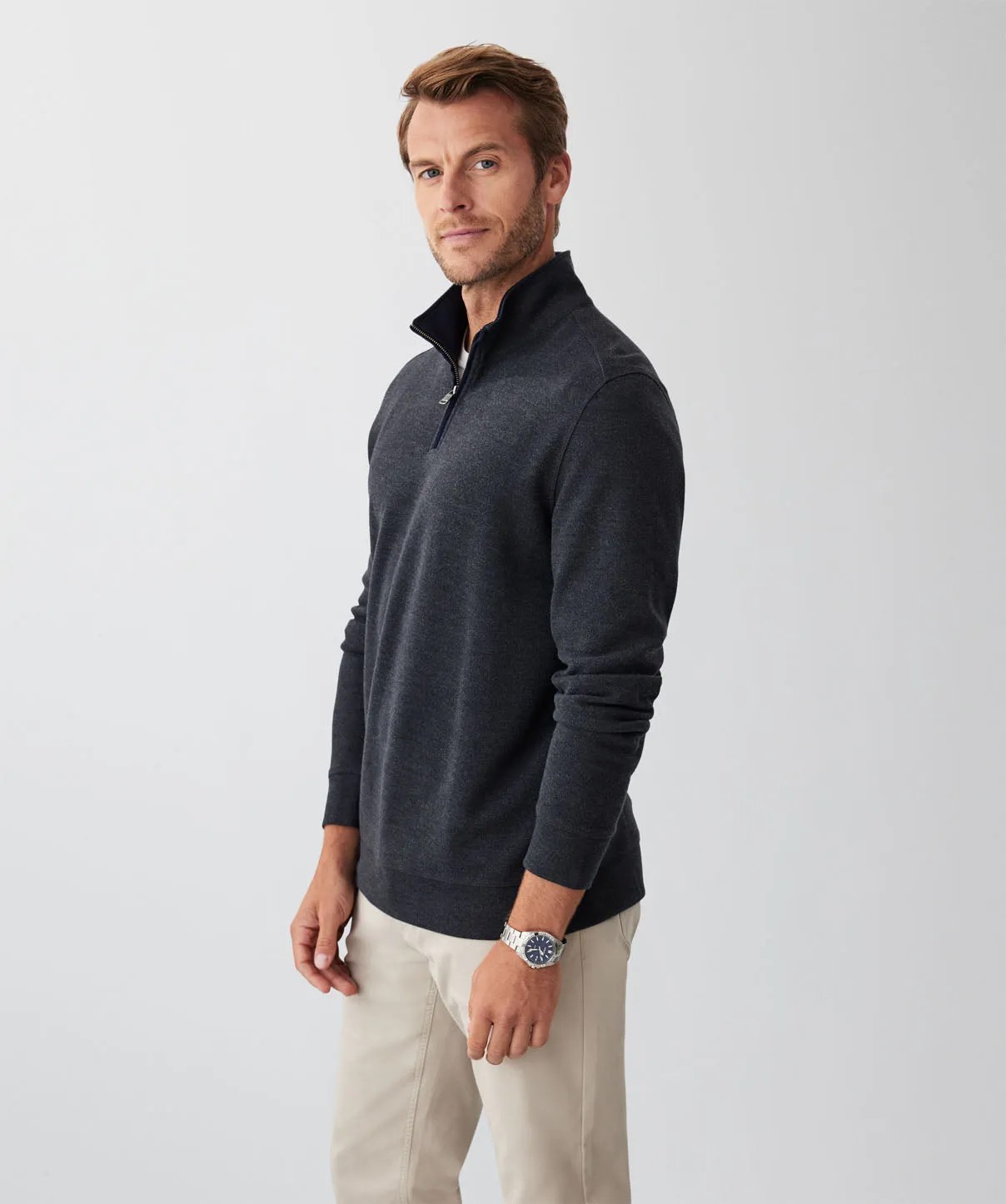 Half Zip French Rib Sweat - Charcoal sold by GAZMAN product image thumbnail 5