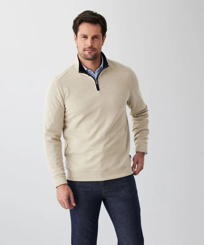 Half Zip French Rib Sweat - Oatmeal sold by GAZMAN