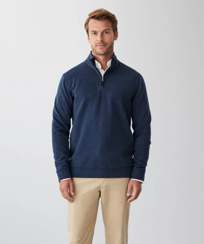 Half Zip French Rib Sweat - Navy sold by GAZMAN