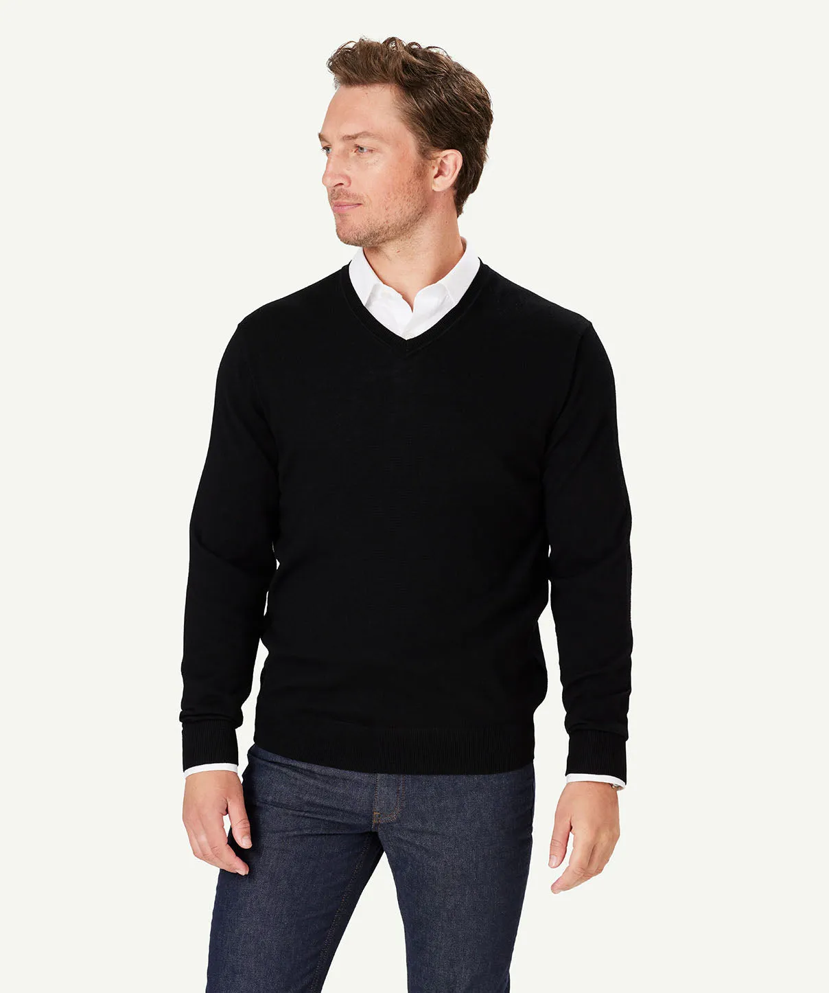 Merino V Neck Knit - Black sold by GAZMAN