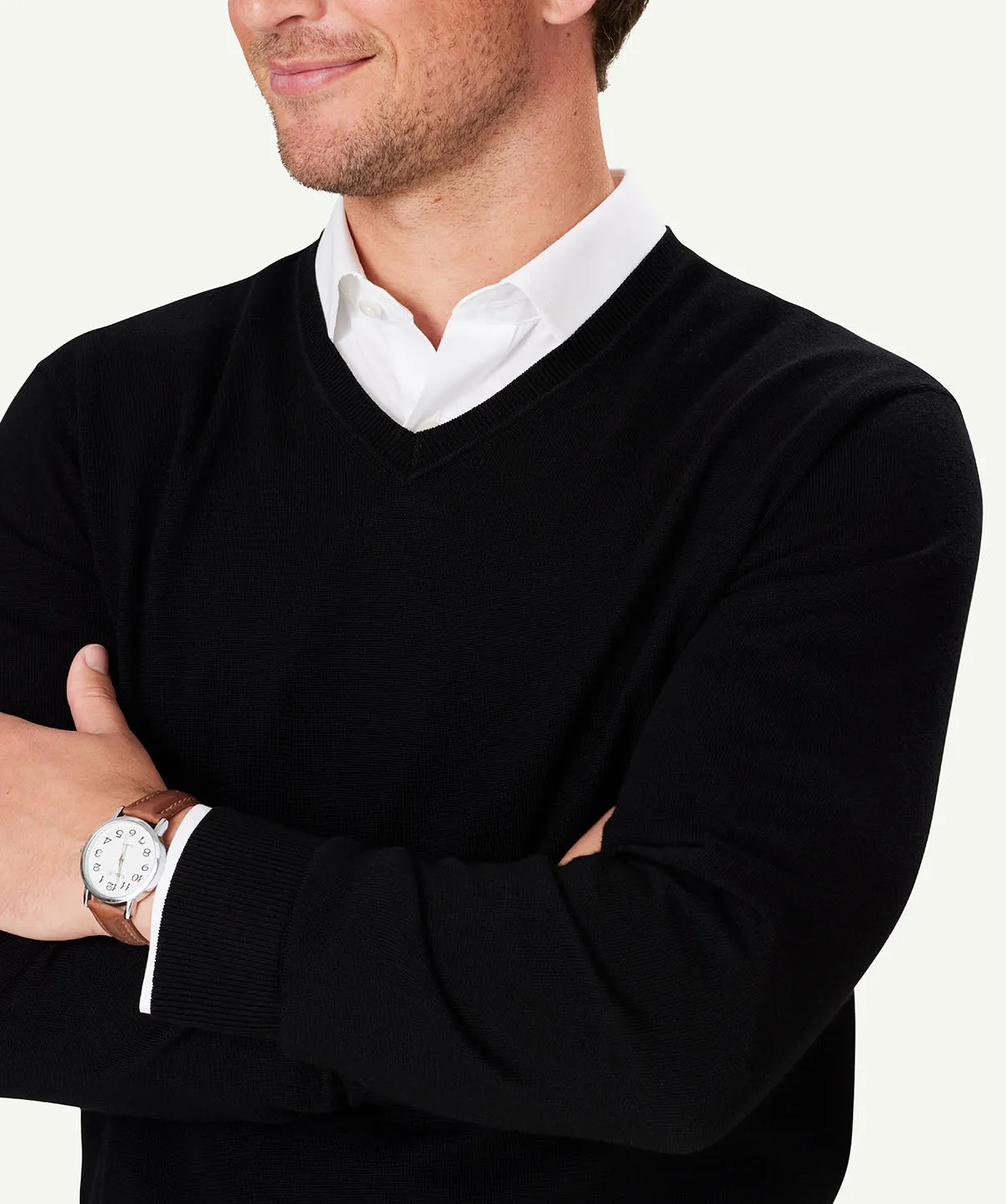 Merino V Neck Knit - Black sold by GAZMAN product image thumbnail 4