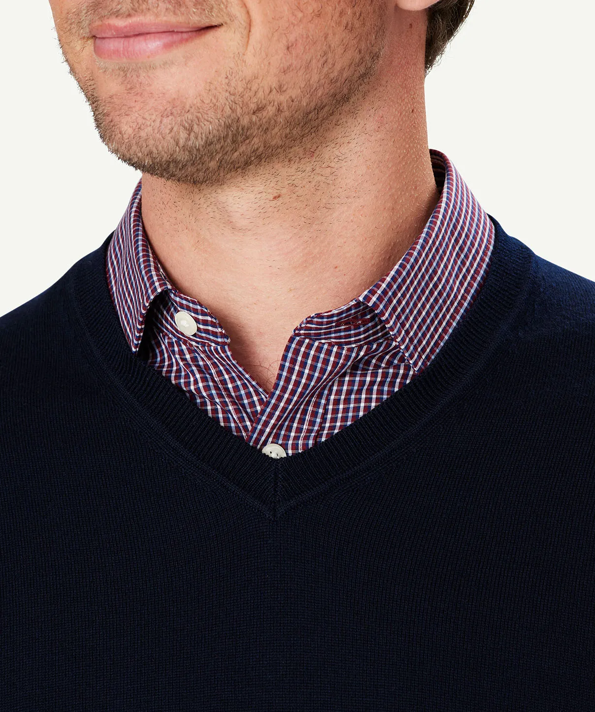 Merino V Neck Knit - Navy sold by GAZMAN product image thumbnail 4