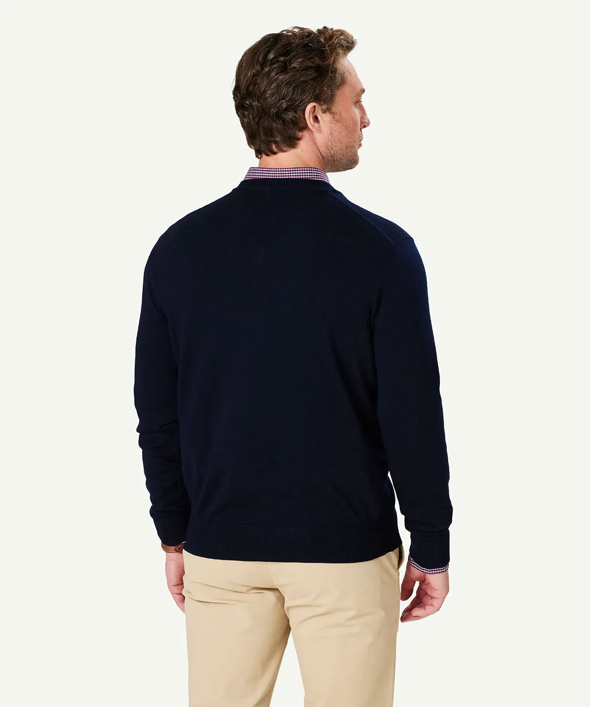Merino V Neck Knit - Navy sold by GAZMAN product image thumbnail 3