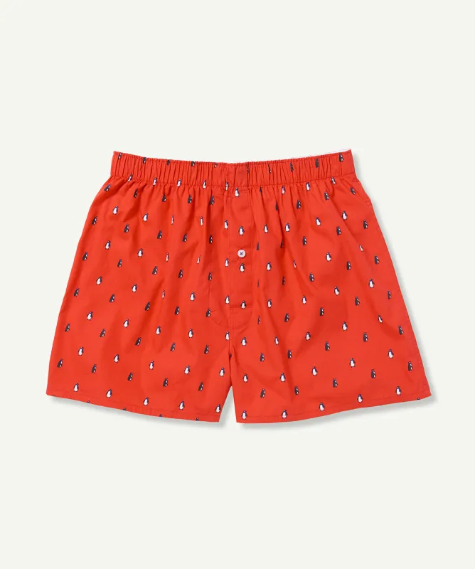 Penguin Print Boxers - Molten Lava sold by GAZMAN