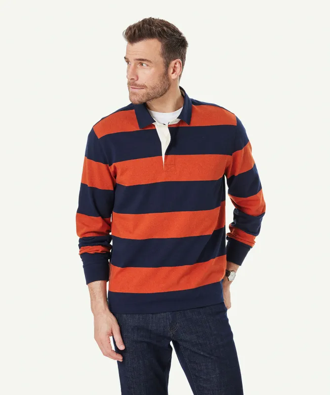Block Stripe Rugby Jumper - Terracotta sold by GAZMAN