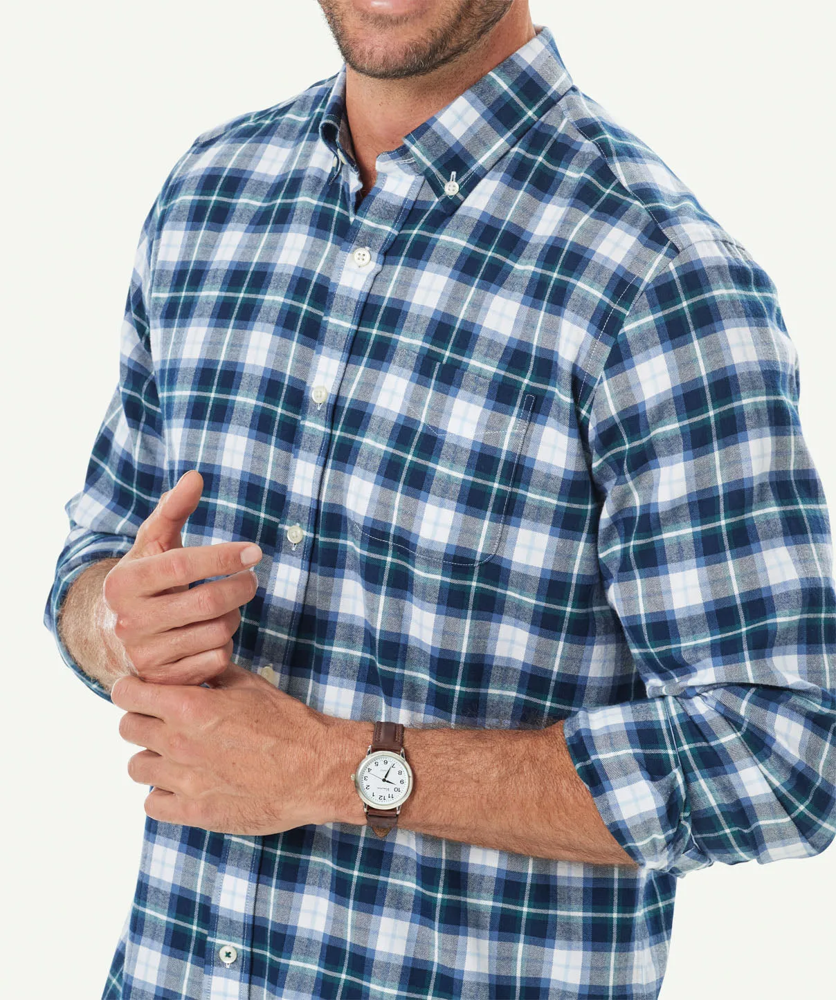 Bushed Twill Check Long Sleeve Shirt - Slate sold by GAZMAN product image thumbnail 4