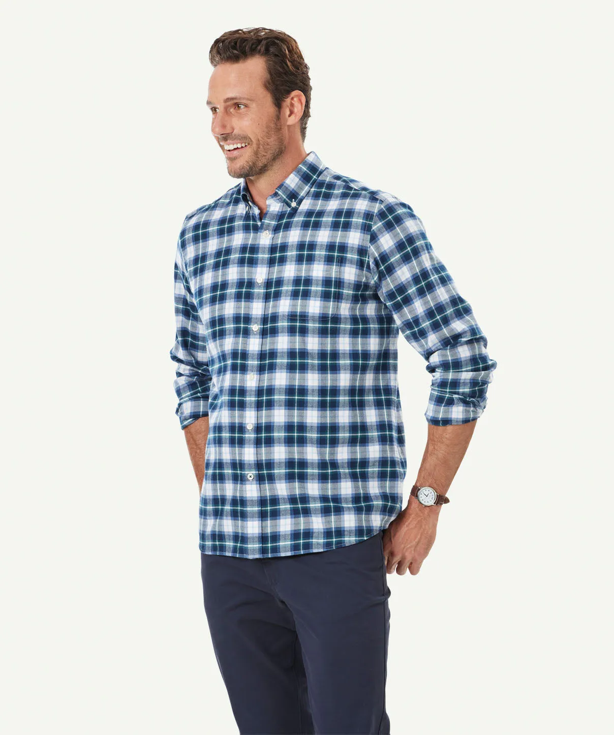 Bushed Twill Check Long Sleeve Shirt - Slate sold by GAZMAN product image thumbnail 5