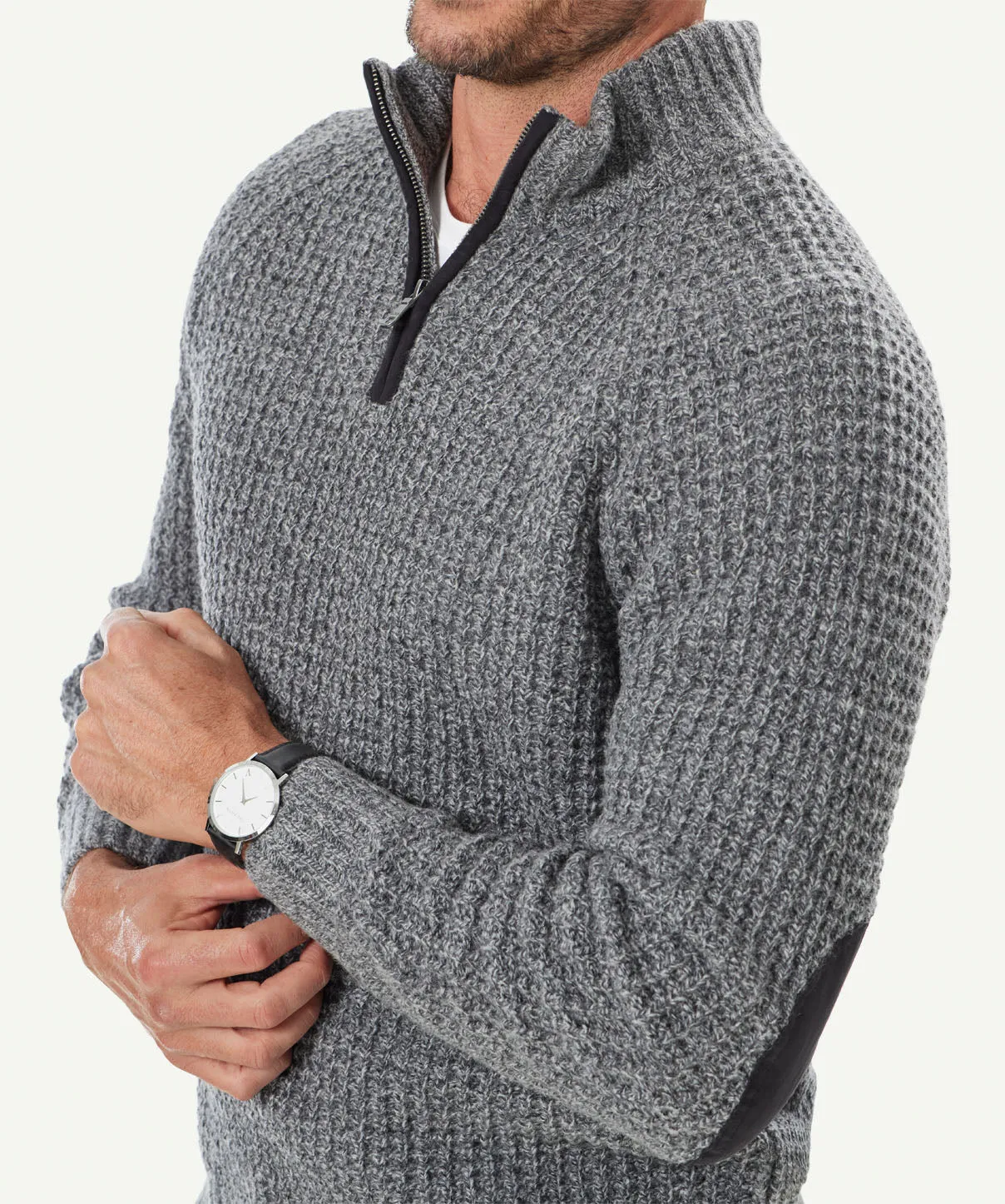 Tuck Wool Blend Half Zip Knit - Charcoal sold by GAZMAN product image thumbnail 4