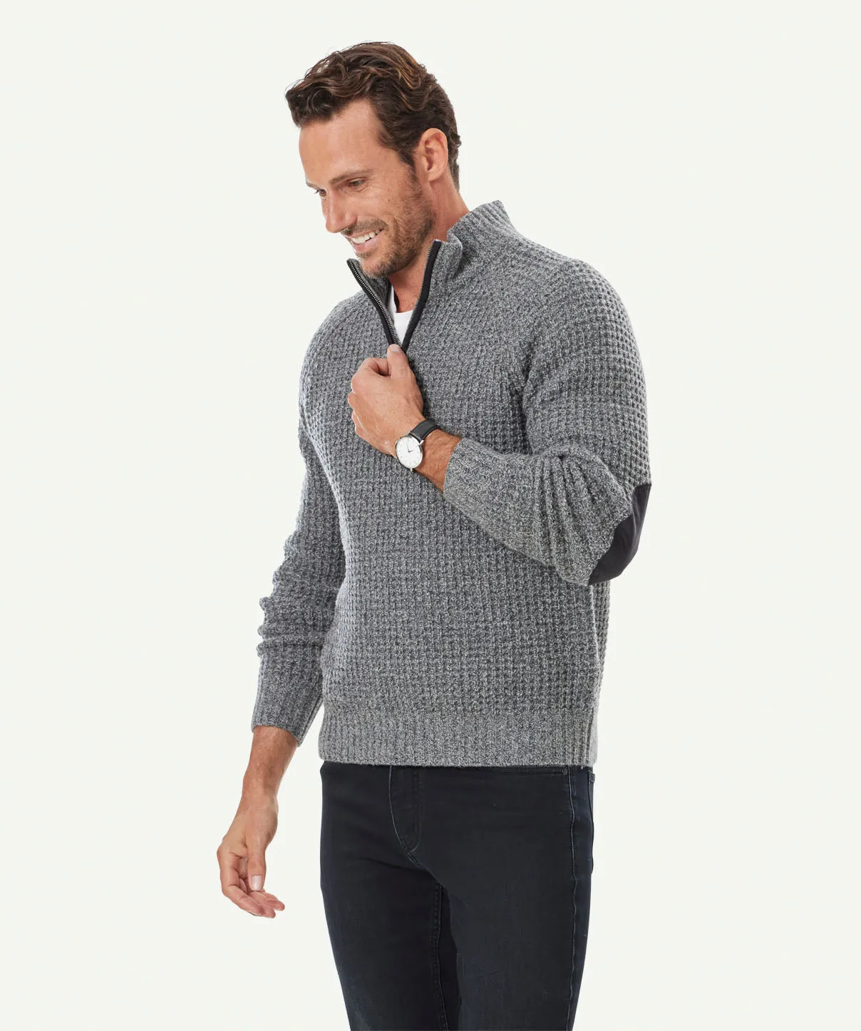 Tuck Wool Blend Half Zip Knit - Charcoal sold by GAZMAN product image thumbnail 5