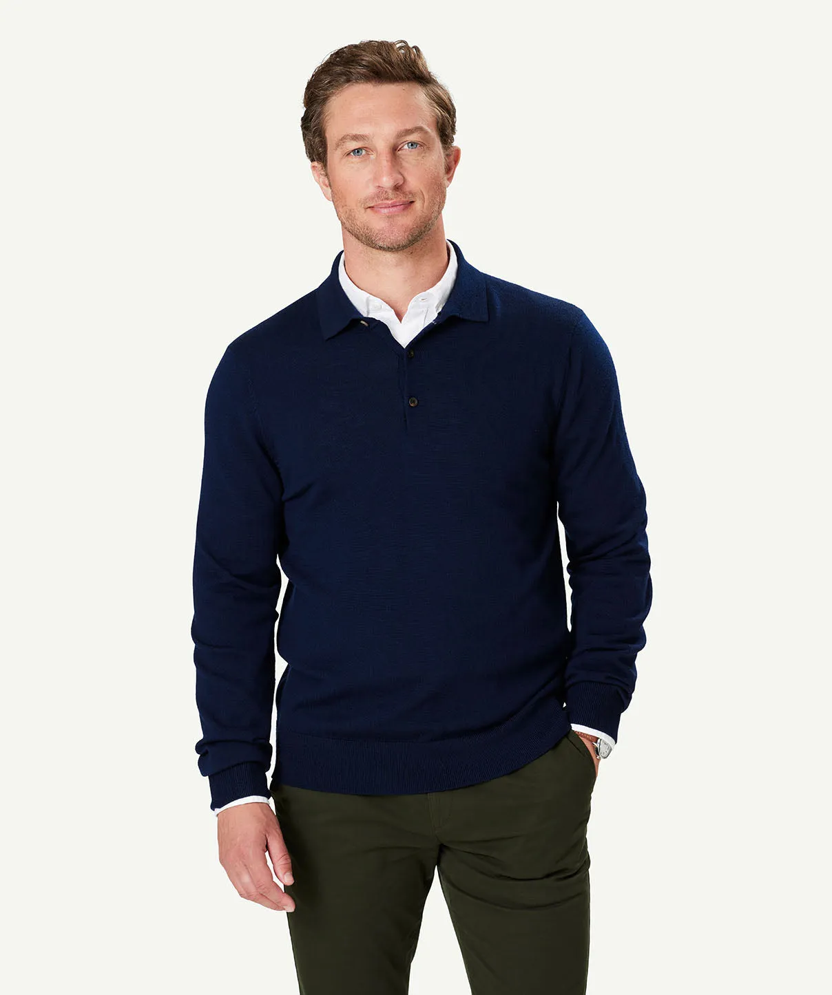 Merino Knit Polo - Navy sold by GAZMAN