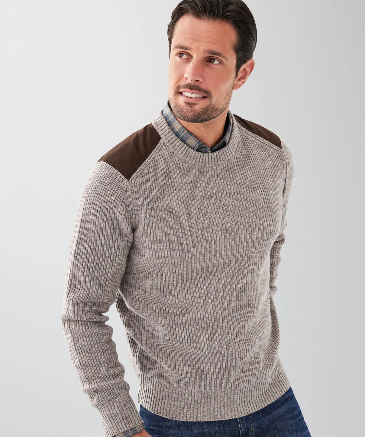 Wool Blend Fishermans Crew Knit - Taupe sold by GAZMAN product image thumbnail 3