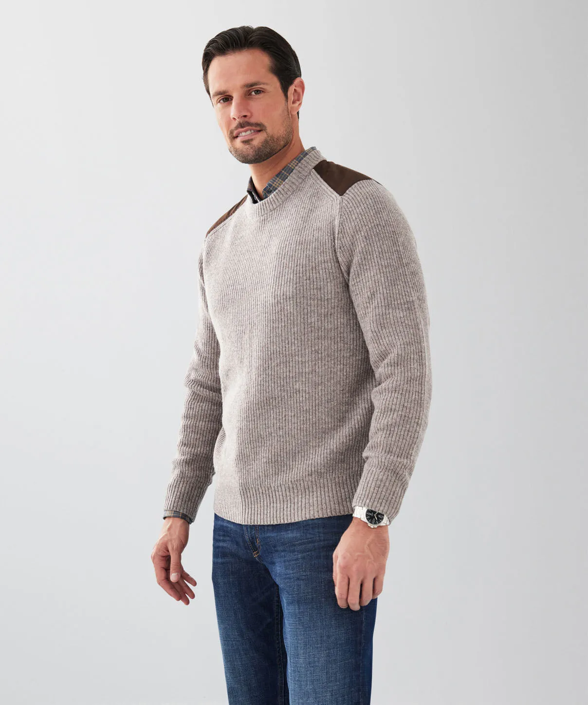 Wool Blend Fishermans Crew Knit - Taupe sold by GAZMAN product image thumbnail 5