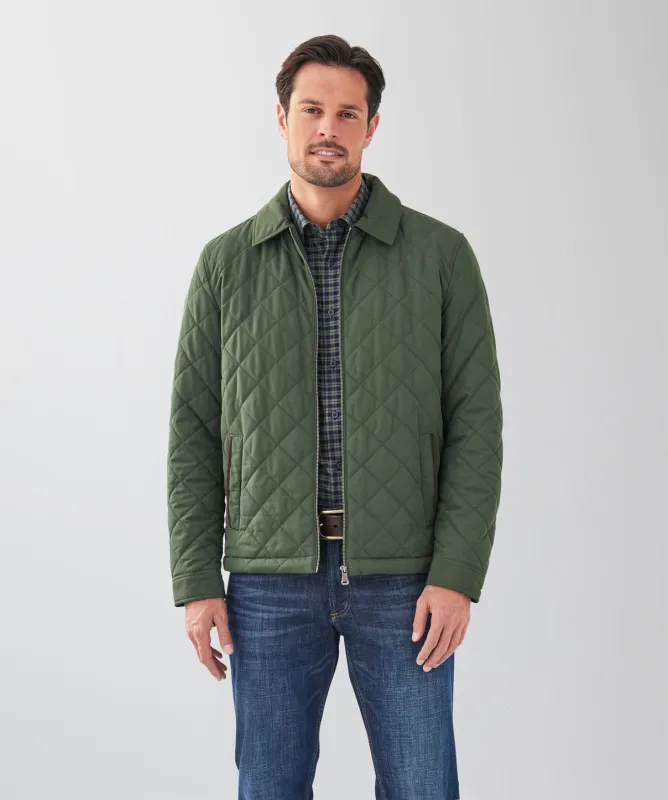 Williams Quilted Zip Jacket - Dark Olive sold by GAZMAN